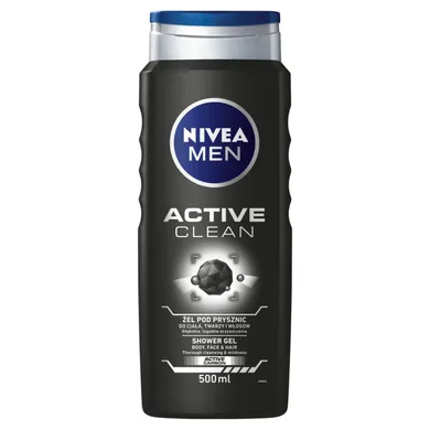 Nivea Men, Active Clean, żel pod prysznic, 500 ml