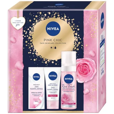 Nivea, Pink Chic, zestaw, pianka oczyszczająca, 150 ml + odżywczy krem na dzień, 50 ml