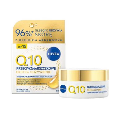 Nivea, Q10 Przeciwzmarszczkowe Ekstra Odżywienie, krem na dzień SPF15, 50 ml