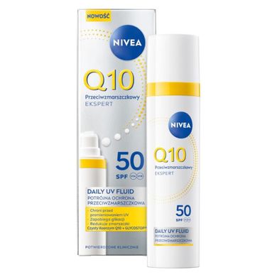 Nivea, Q10, przeciwzmarszczkowy ekspert daily UV fluid SPF50, 40 ml