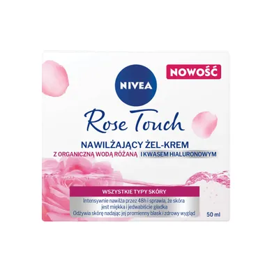 Nivea, Rose Touch, nawilżający żel-krem z organiczną wodą, różaną i kwasem hialuronowym, 50 ml