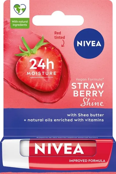 Nivea, Strawberry Shine, nawilżająca pomadka ochronna do ust, 48g