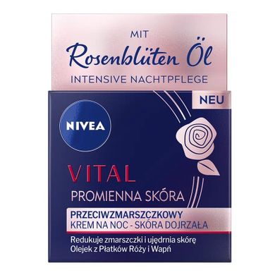Nivea, Vital Promienna Skóra, przeciwzmarszczkowy krem na noc, 50 ml