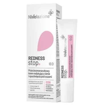 Nivelazione, Redness Stop, przeciwzmarszczkowy krem redukujący cienie i opuchnięcia pod oczami, 15 ml