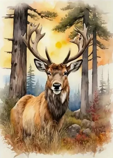 Norimpex, diamentowa mozaika, Jeleń, akwarela, 30-40 cm