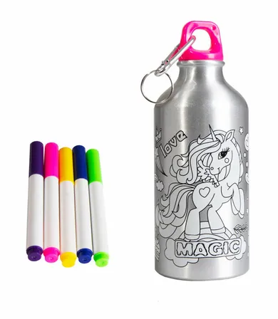 Norimpex, Jednorożec, bidon metalowy do kolorowania, 500 ml