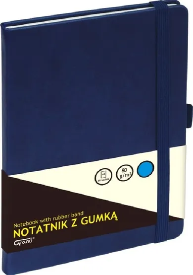 Notatnik A5 z gumką, 80 kartek, granatowy, 1 szt.