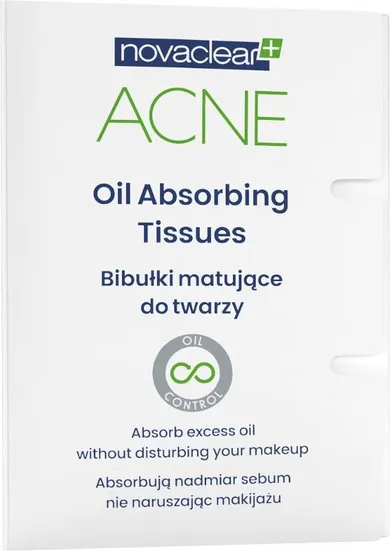 Novaclear, Acne, bibułki matujące do twarzy, 50 szt.