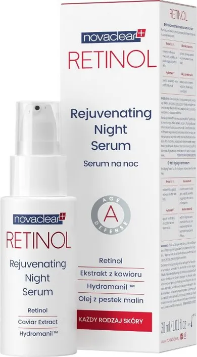 Novaclear, Retinol, przeciwzmarszczkowe serum na noc, 30 ml