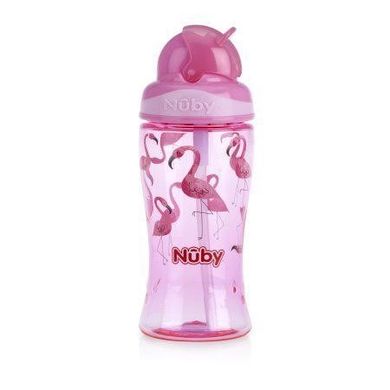 Nuby, kubek niekapek ze składaną słomką, różowy, 360 ml