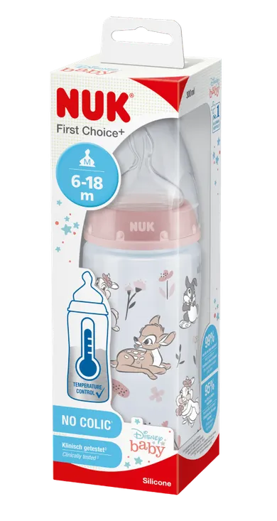 Nuk, Bambi, butelka ze wskaźnikiem temperatury FC+, rozmiar M, 6-18m, 300 ml, 1 szt.