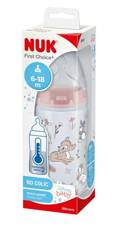 Nuk, Bambi, butelka ze wskaźnikiem temperatury FC+, rozmiar M, 6-18m, 300 ml