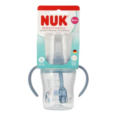 Nuk, butelka do nauki picia ze słomką, pingwinek, 150 ml