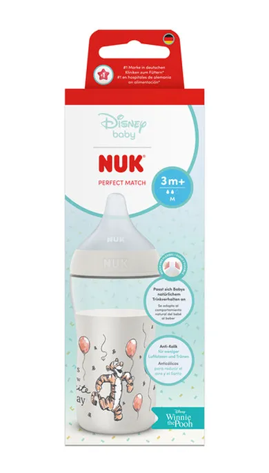 Nuk, butelka z silikonowym smoczkiem M, tygrys, 260 ml