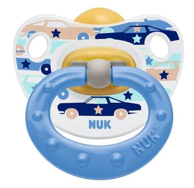 Nuk, Classic Fun, lateksowy smoczek uspokajający, rozmiar 2, niebieski, 1 szt.