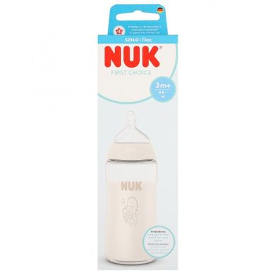 Nuk, First Choice, butelka szklana z silikonowym smoczkiem, rozmiar M, konik morski, 240 ml
