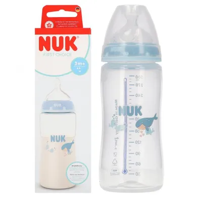 Nuk, First Choice, butelka, wieloryb, 3m+, 300 ml