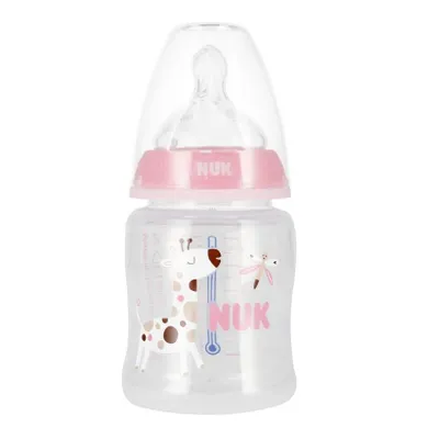 Nuk, First Choice+, butelka ze wskaźnikiem temperatury, 0-6m, różowa, 150 ml