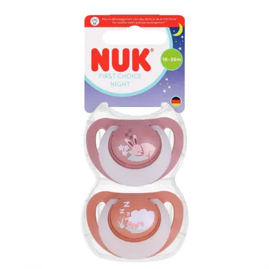 Nuk, First Choice, smoczek uspokajający, królik i owca, 18-36m, 2 szt.