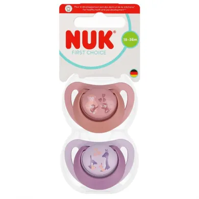 Nuk, First Choice, smoczek uspokajający, małpka i kangur, 18-36m, 2 szt.