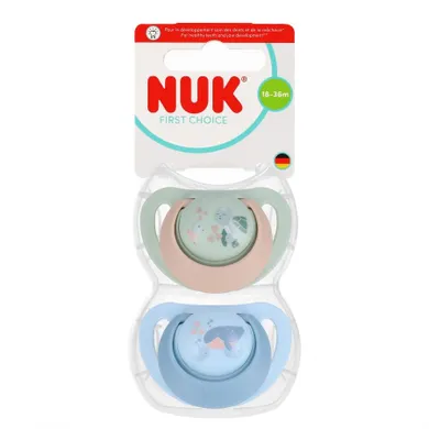 Nuk, First Choice, smoczek uspokajający, żółw i wieloryb, 18-36m, 2 szt.