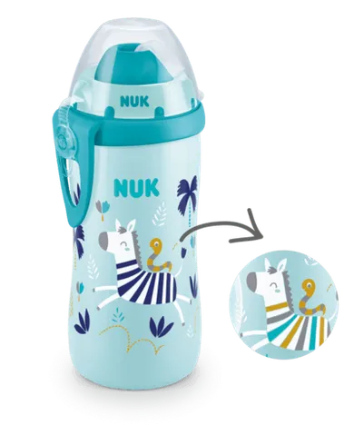 Nuk, Flexi Cup, kubek z silikonową słomką, 12m+, kameleon, niebieski, 300 ml