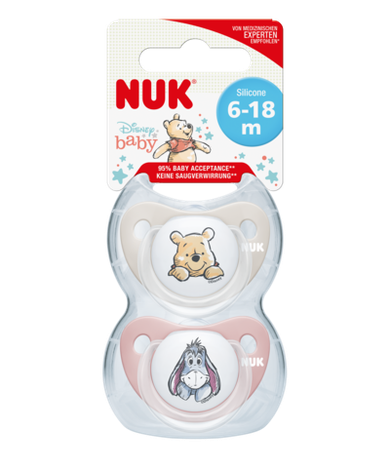 Nuk, Kubuś Puchatek, Kłapouchy, smoczek uspokajający, 6-18m, 2 szt.