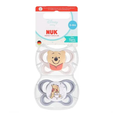 Nuk, Kubuś Puchatek, Perfect Match, smoczek uspokajający, 0-6m, 2 szt.