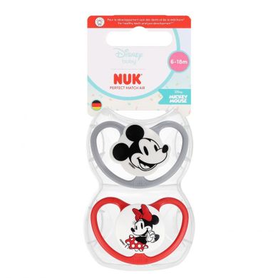 Nuk, Myszka Miki, Perfect Match Air, smoczek uspokajający, czerwony, 6-18m, 2 szt.