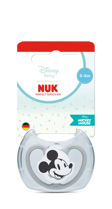 Nuk, Myszka Miki, smoczek uspokajający, silikonowy, popielaty, 0-6m