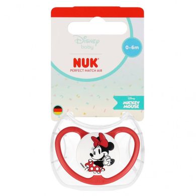 Nuk, Myszka Minnie, Perfect Match Air, smoczek uspokajający, silikonowy, czerwony, 0-6m