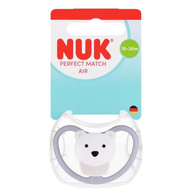 Nuk, Perfect Match Air, smoczek uspokajający, miś, 18-36m