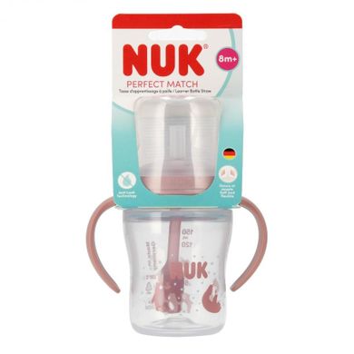 Nuk, Perfect Match, butelka do nauki picia ze słomką, miś, 150 ml