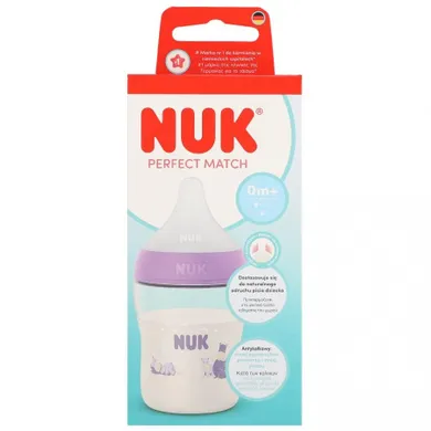 Nuk, Perfect Match, butelka, silikonowy smoczek, hippo, 150 ml
