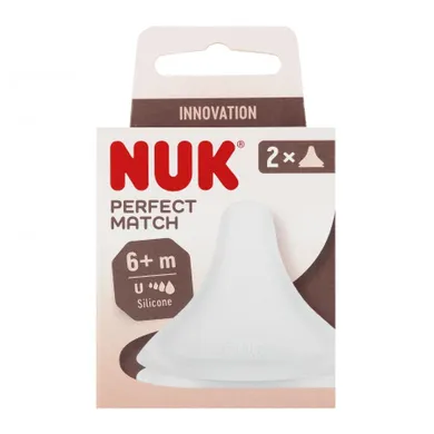 Nuk, Perfect Match, smoczek do butelki, silikonowy, rozmiar U, 2 szt.