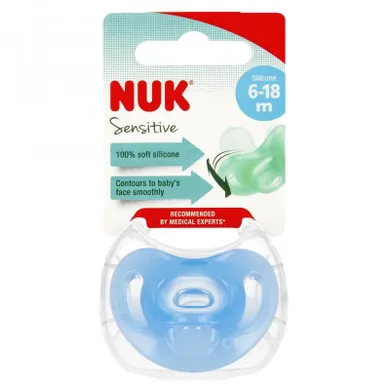 Nuk, Sensitive, smoczek uspokajający, silikonowy, 6-18m, niebieski