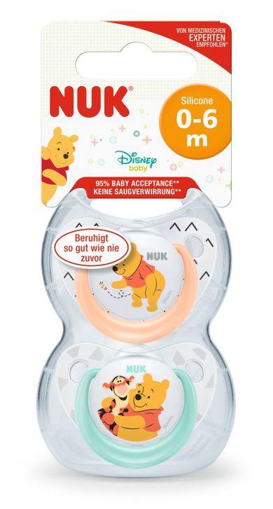 Nuk, Trendline, Kubuś Puchatek, smoczek uspokajający, 0-6m, 2 szt.