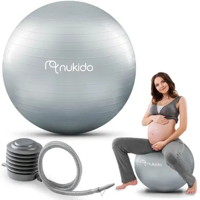 Nukido, piłka ciążowa do aerobiku, szara, 65 cm