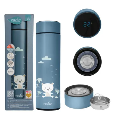 Nuvita, Termos z termometrem LED, dotykowy, niebieski, 500 ml