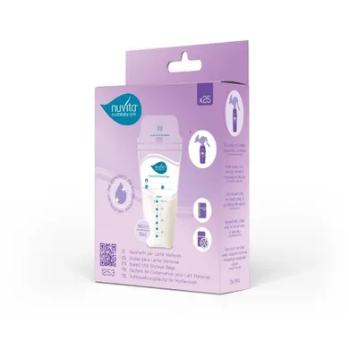 Nuvita, woreczki na mleko, sterylne, podwójne zamknięcie, 25 szt.