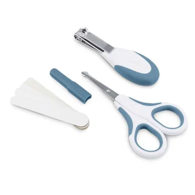 Nuvita, zestaw do paznokci: nożyczki, cążki i 5 pilniczków, powder blue