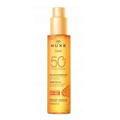 Nuxe, Sun, brązujący olejek do opalania twarzy i ciała SPF50, 150 ml