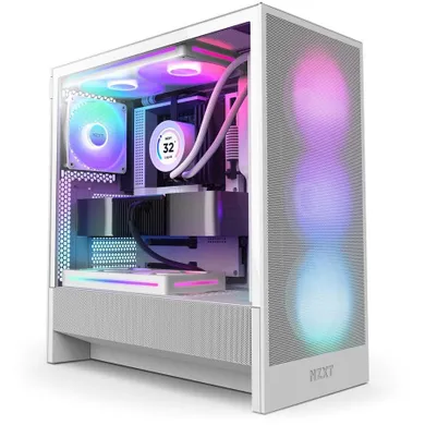 NZXT, H5 Flow, obudowa komputerowa, z oknem, RGB MIDI TOWER, biała