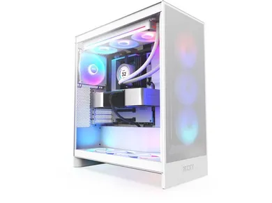 Nzxt, H7 Flow RGB Midi Tower, obudowa komputerowa z oknem, biała