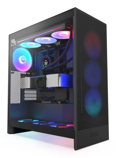 NZXT, H7 Flow RGB Midi Tower, obudowa komputerowa z szybą, czarna