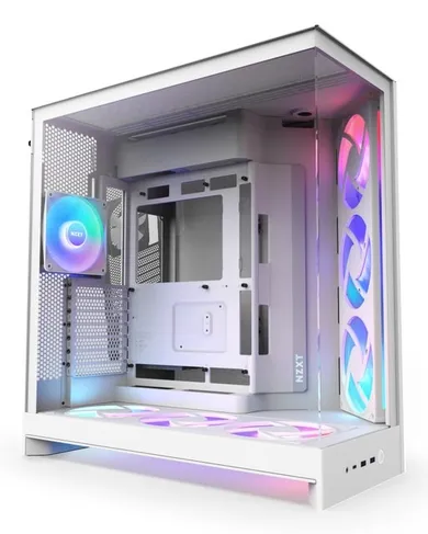 NZXT, obudowa komputerowa z oknem, H9 FLOW RGB+ MIDI TOWER, biała