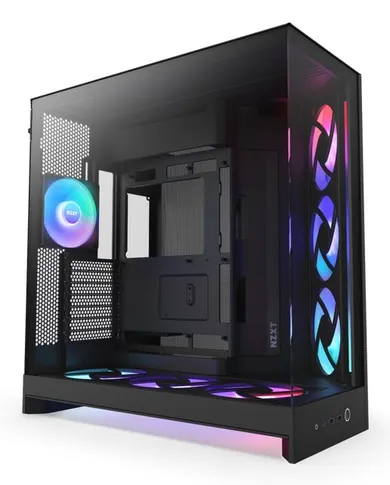 NZXT, obudowa komputerowa z oknem, H9 FLOW RGB+ MIDI TOWER, czarna
