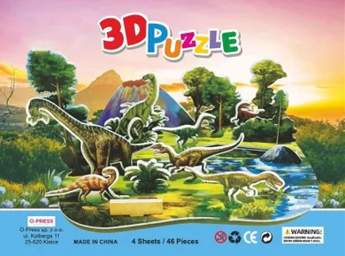 O-Press, Dinozaury, puzzle 3D, 46 elementów