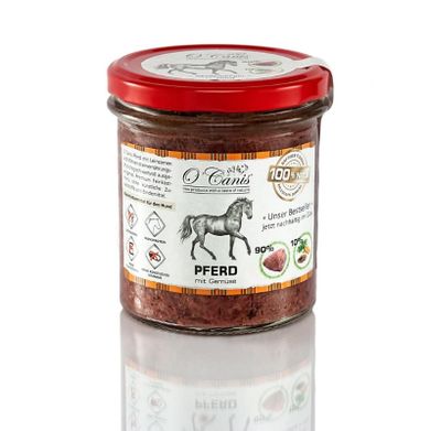 O'Canis, karma mokra dla psów, konina z siemieniem lnianym i marchewką, słoik, 300g