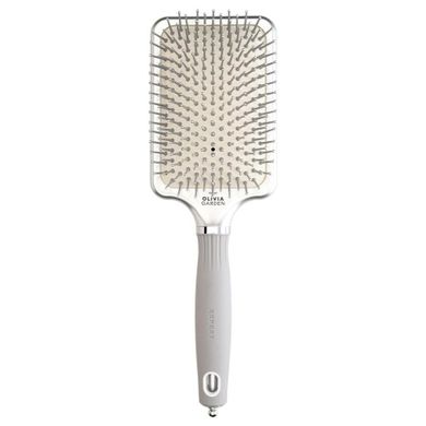 Olivia Garden, Expert Care Rectangular, prostokątna szczotka z nylonowym włosiem, silver, rozmiar L